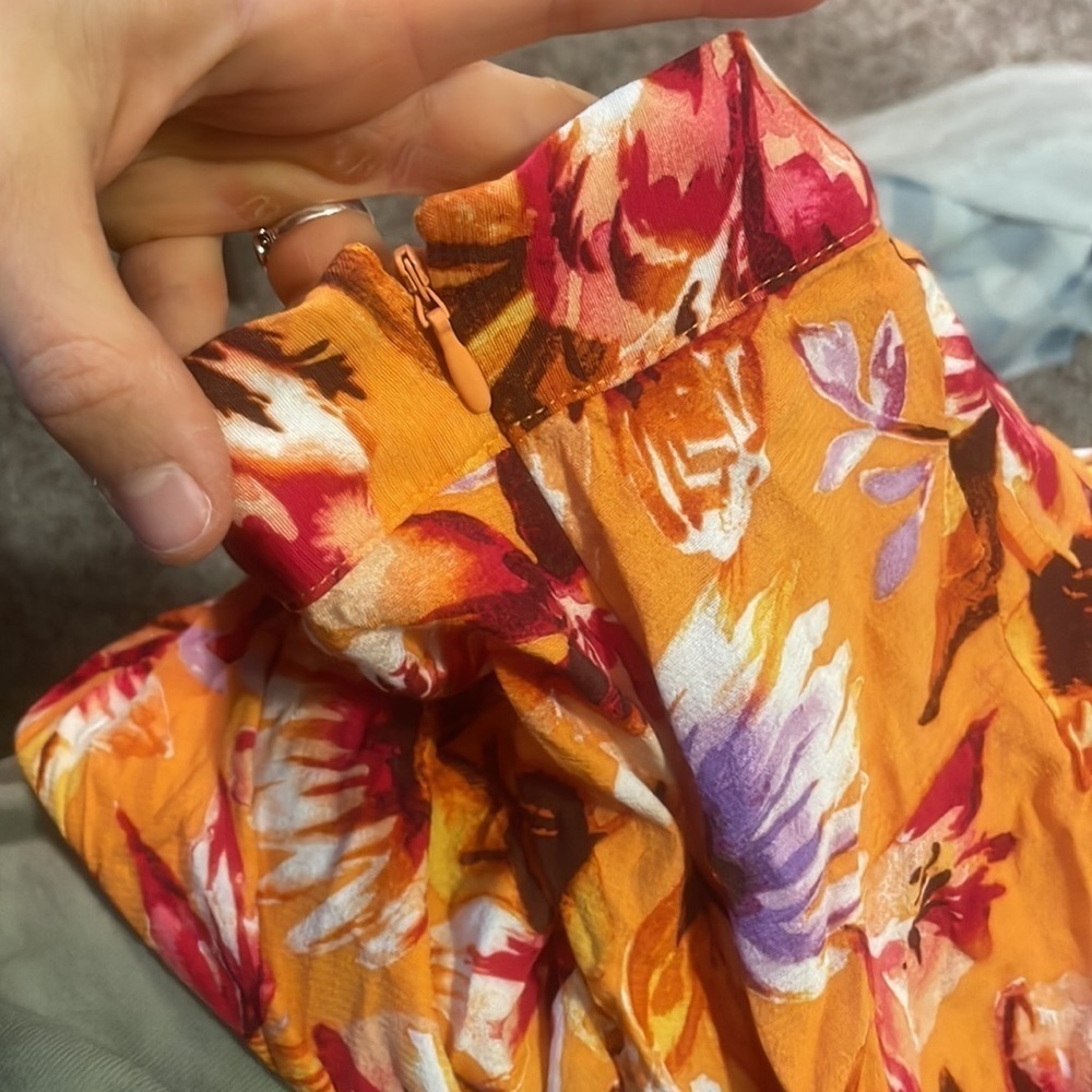 H&m floral orange tropical side slit midi skirt - Picture 7 of 7
